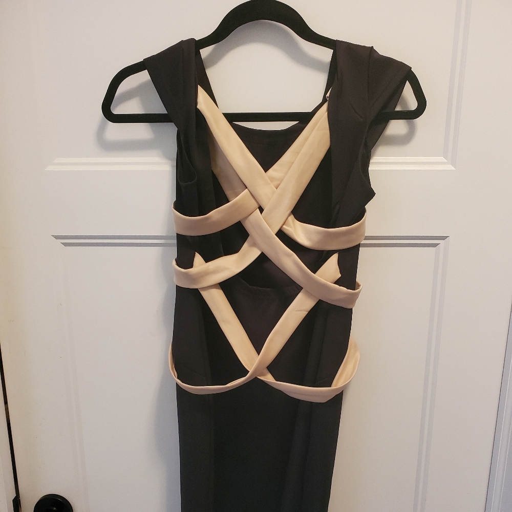 NWOT Women's M/L Open Back Dress with Beige